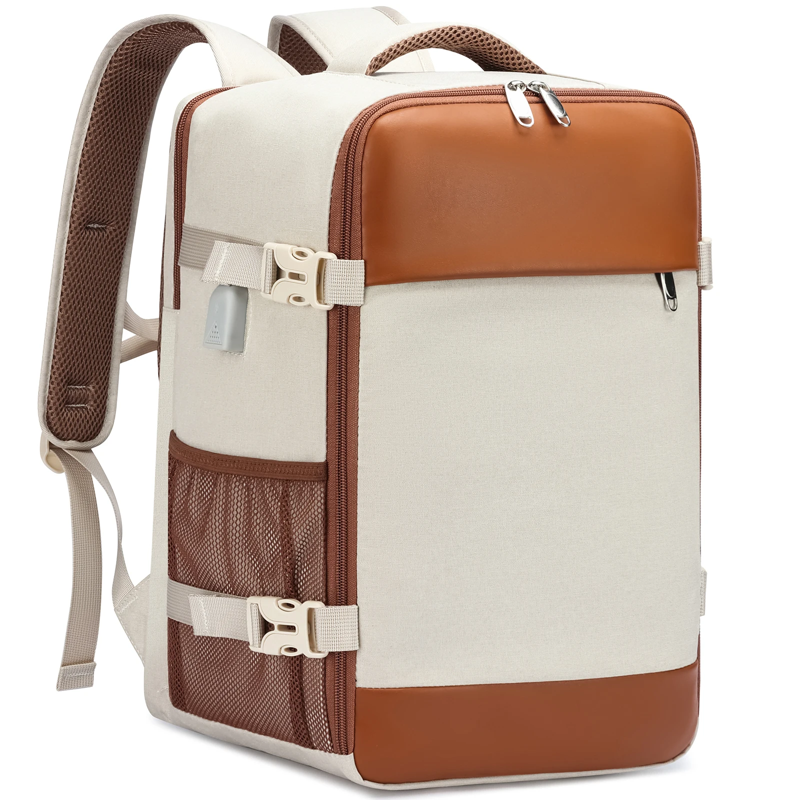 Versatile leather rucksack with multiple compartments perfect for travel and weekend getaways