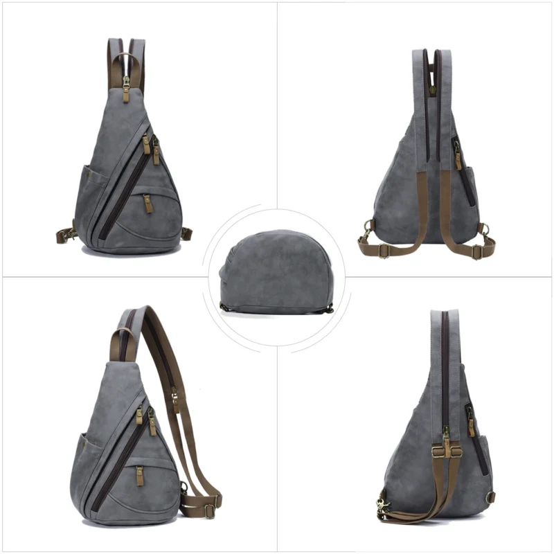 Premium PU Leather Crossbody Sling Backpack Unisex Casual Daypack with Multiple Compartments - Image 5