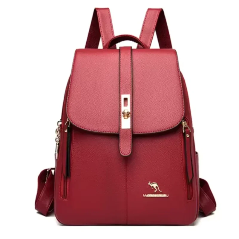 Vintage Microfiber Leather Women's Backpack with Multi-Compartment Storage for Travel and School - Image 8