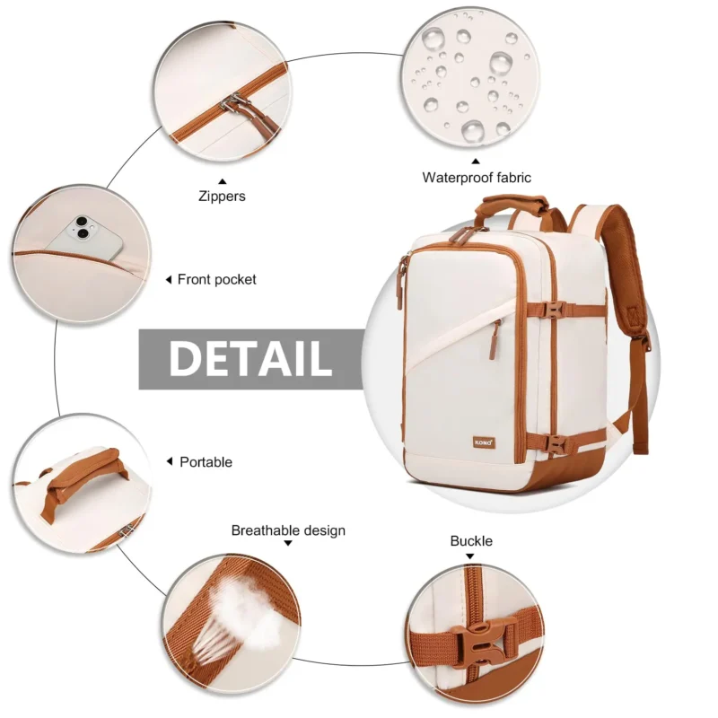 Compact Polyester Underseat Backpack 40x20x25 cm Travel Carry-on Cabin Bag with Multiple Compartments - Image 3