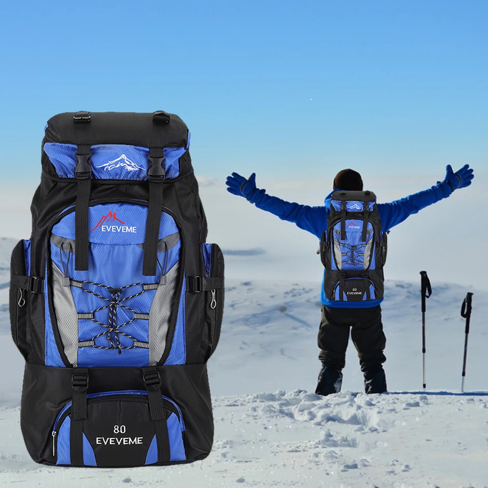 Hiking backpack with labeled load-supporting components