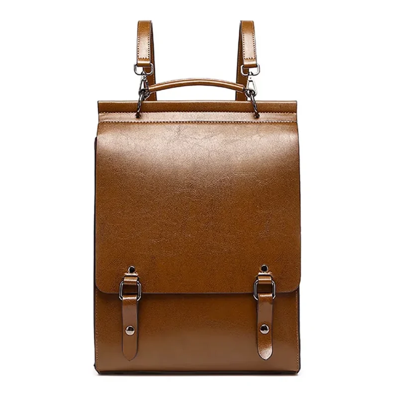 Premium Cowhide Leather Women's Convertible Backpack Purse with Multi-Compartments for Everyday Use - Image 2