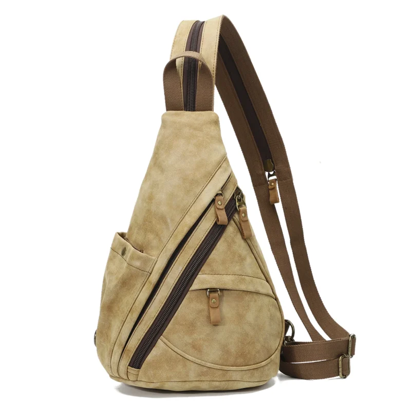 Premium PU Leather Crossbody Sling Backpack Unisex Casual Daypack with Multiple Compartments - Image 9