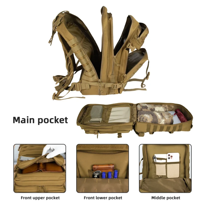 Military-Grade 45L Tactical Backpack with MOLLE System for Hiking, Camping, and Outdoor Adventures - Image 5