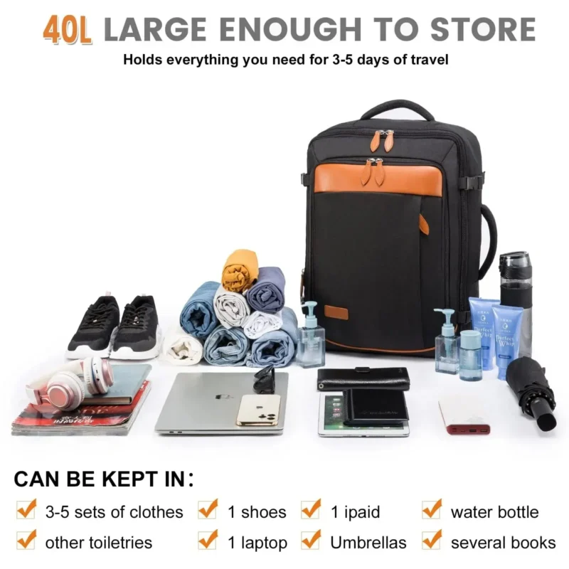Premium 40L Expandable Waterproof Travel Backpack with Laptop Compartment and Multi-Function Storage - Image 5