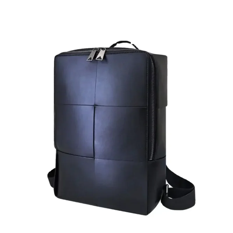 Premium Woven Leather Laptop Backpack with Multi-Compartment Design for Students and Professionals - Image 2