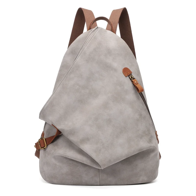 Vintage Brown PU Leather Travel Backpack with Multiple Compartments for Men and Women - Image 7