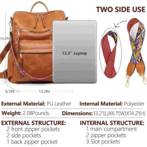 Premium Brown Faux Suede Women's Anti-theft Fashion Backpack for School and Everyday Use