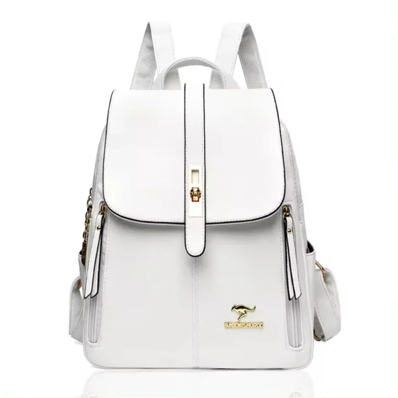 Vintage Microfiber Leather Women's Backpack with Multi-Compartment Storage for Travel and School - Image 12