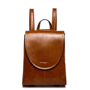 Vintage Waxed Cowhide Leather Women's Backpack with Multiple Compartments for School and Daily Use