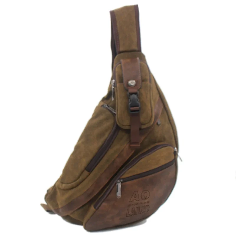 Canvas Crossbody Sling Backpack Men's Travel Messenger Chest Bag with Multiple Pockets - Image 2