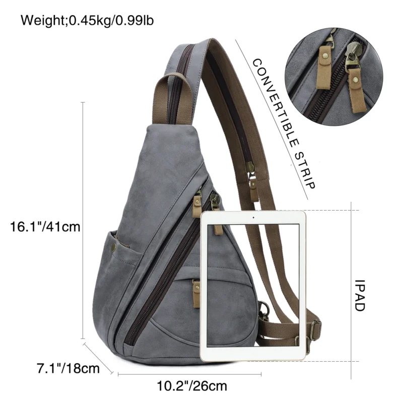 Premium PU Leather Crossbody Sling Backpack Unisex Casual Daypack with Multiple Compartments - Image 2