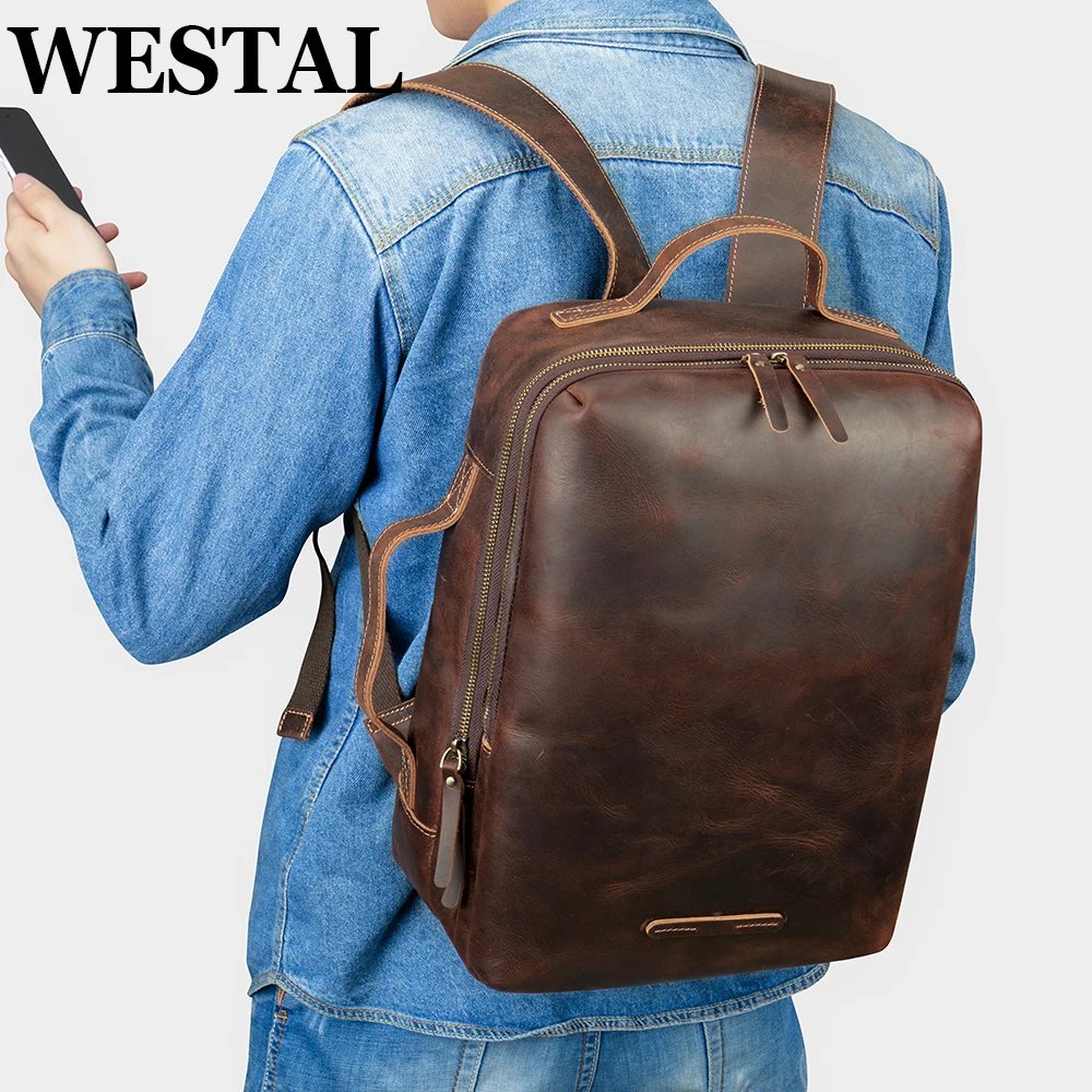 Water-resistant leather backpack that's been well-weatherproofed