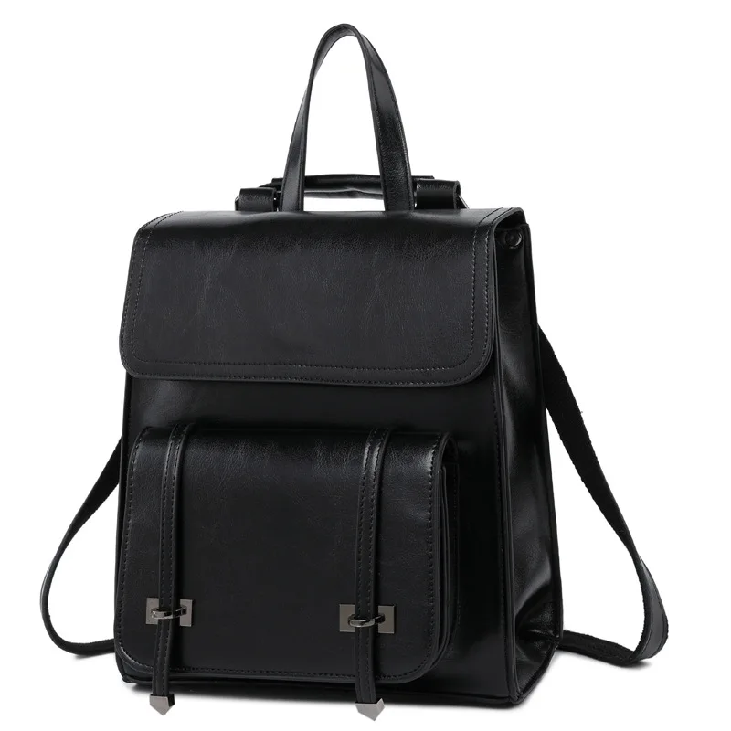 Convertible leather backpack shown in multiple carrying positions