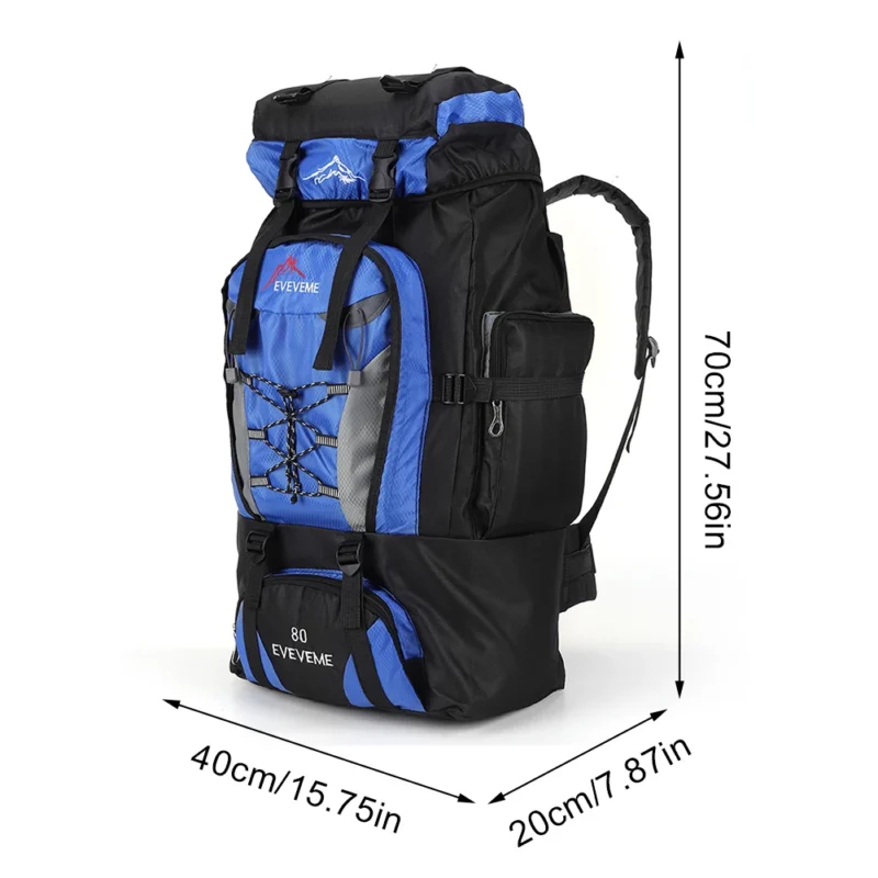 Premium 80L Waterproof Nylon Hiking Backpack with Multiple Compartments for Camping and Trekking - Image 9