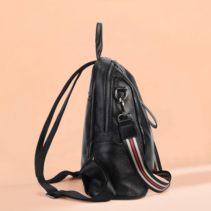 Premium genuine cowhide leather backpack for men's daily commuting and business use