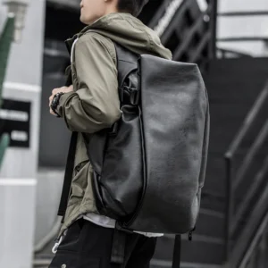 Premium Full Grain Leather Anti-Theft Travel Backpack with USB Charging Port for 16-inch Laptops