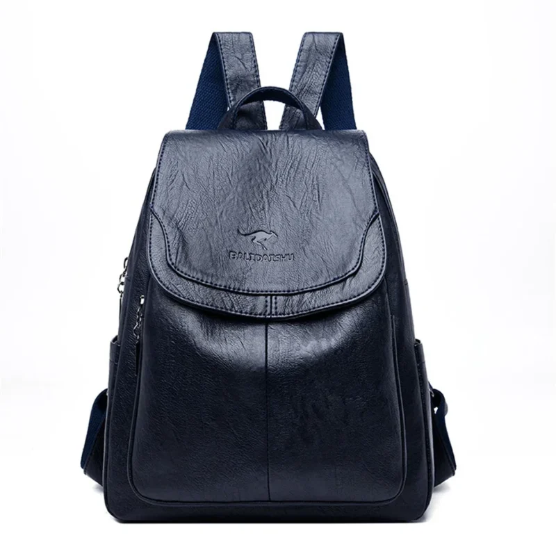 Vintage Brown PU Leather Women's Backpack Purse with Multiple Compartments for Travel and School - Image 10