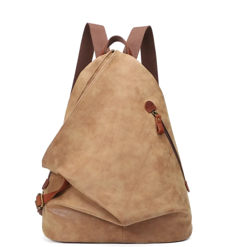 Vintage Brown PU Leather Travel Backpack with Multiple Compartments for Men and Women - Image 8