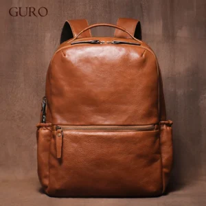 Premium Genuine Cow Leather Vintage Backpack with Laptop Compartment and Multiple Organization Pockets