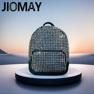Rhinestone Mini Leather Backpack for Women - Fashion Sparkle Purse with Soft Handle