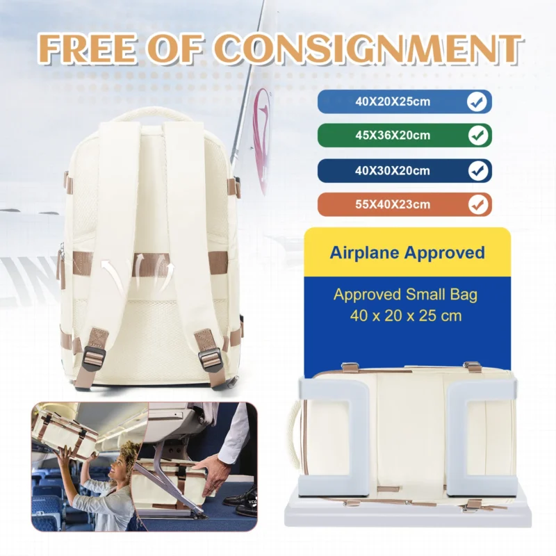 Premium Nylon Unisex Travel Backpack 40x20x25 Ryanair Cabin Size with Laptop Compartment - Image 6