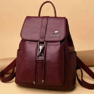 Premium Soft Sheepskin Leather Women's Backpack with Multiple Compartments for Everyday Use