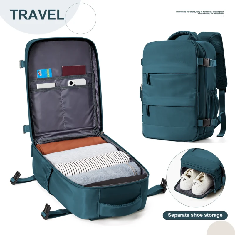 Compact Nylon Travel Backpack 40x20x25cm Cabin Size Carry-On Luggage with Laptop Compartment - Image 10