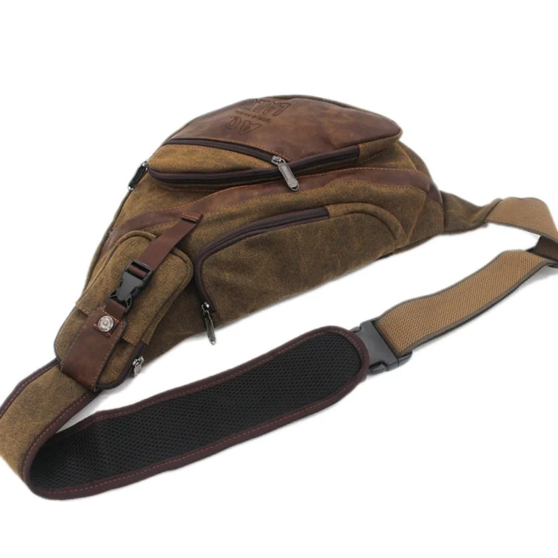 Canvas Crossbody Sling Backpack Men's Travel Messenger Chest Bag with Multiple Pockets - Image 6