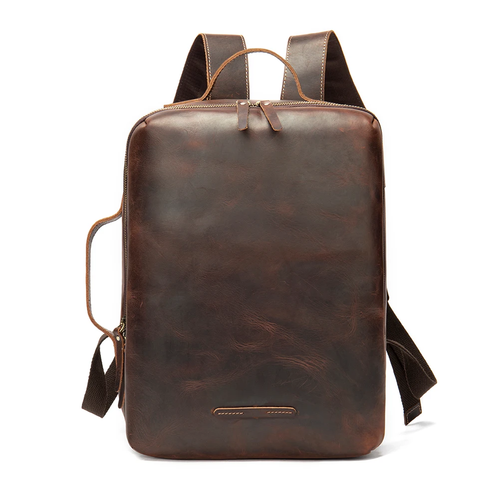 Multi-compartment design features in rugged leather backpacks