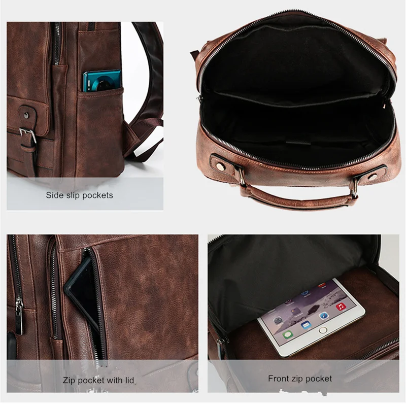 Professional leather backpack with organized compartments for business essentials
