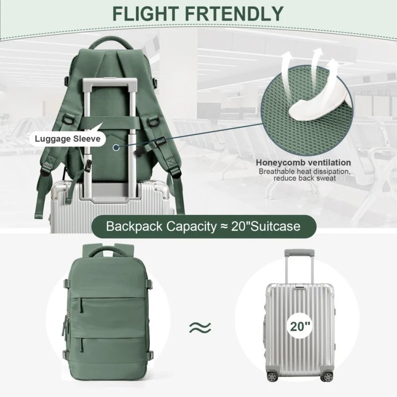 Compact Nylon Travel Backpack 40x20x25cm Cabin Size Carry-On Luggage with Laptop Compartment - Image 5