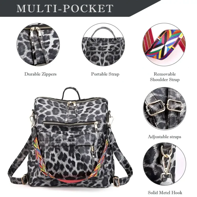 Premium Vintage Brown Leather Women's Convertible Backpack Purse for Travel and Everyday Use - Image 3
