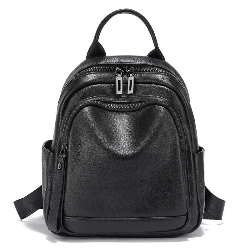 Premium Genuine Cowhide Leather Women's Travel Backpack with Multi-Compartment Organization - Image 9