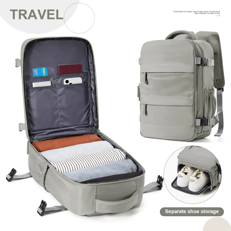 Compact Nylon Travel Backpack 40x20x25cm Cabin Size Carry-On Luggage with Laptop Compartment - Image 8