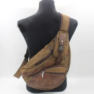 Canvas Crossbody Sling Backpack Men's Travel Messenger Chest Bag with Multiple Pockets