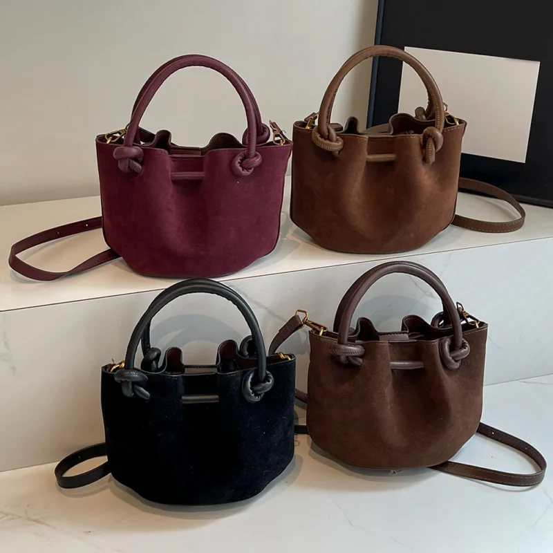 Elegant PU Leather Bucket Handbag Women's Versatile Shoulder Sling Purse with Multiple Compartments - Image 5