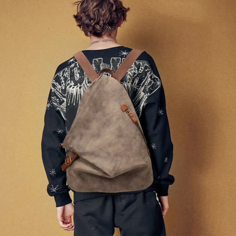 Vintage Brown PU Leather Travel Backpack with Multiple Compartments for Men and Women - Image 6