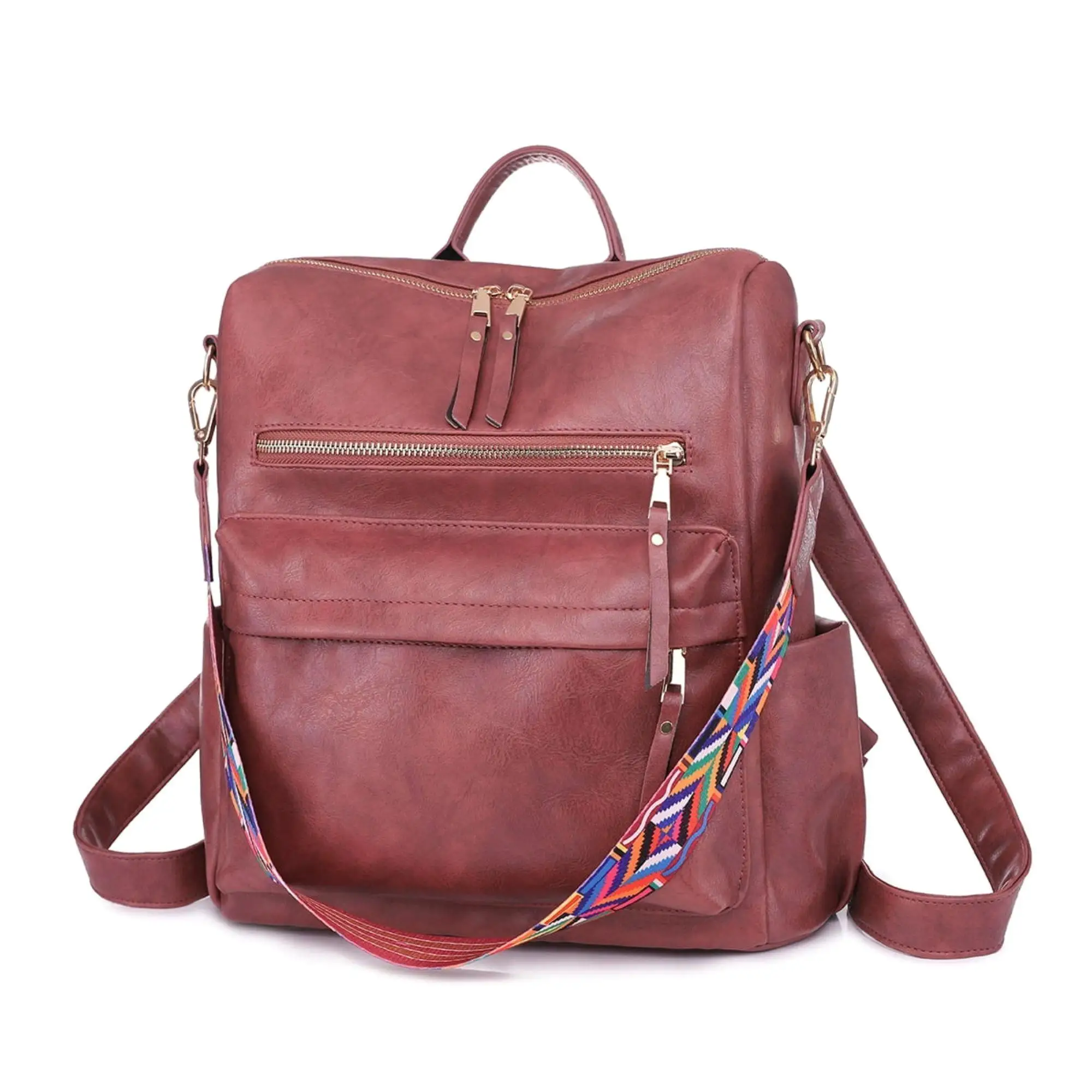 Convertible mini backpack showing multiple carrying positions for urban versatility