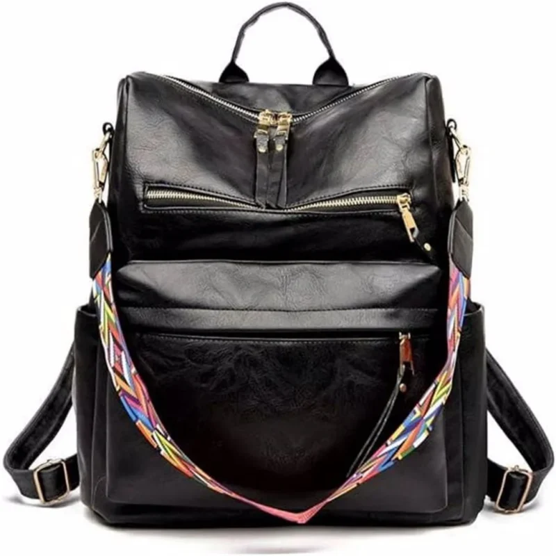 Premium PU Leather Women's Convertible Backpack Purse with Multiple Compartments - Image 7