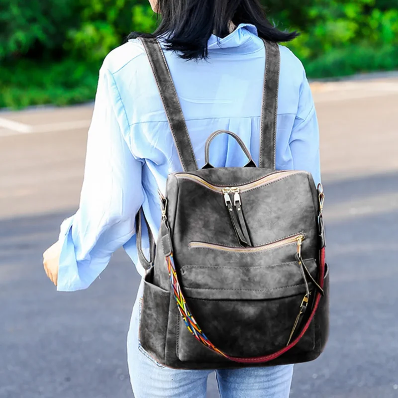 Premium Soft Leather Women's Fashion Backpack Purse with Multiple Compartments for Travel and Daily Use - Image 4