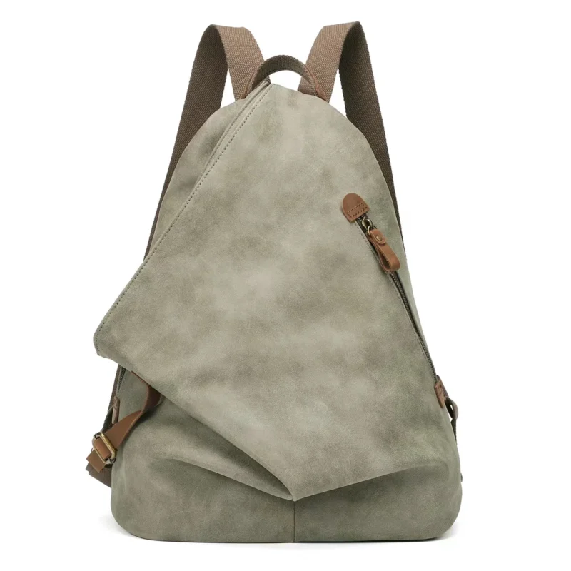 Vintage Brown PU Leather Travel Backpack with Multiple Compartments for Men and Women - Image 11