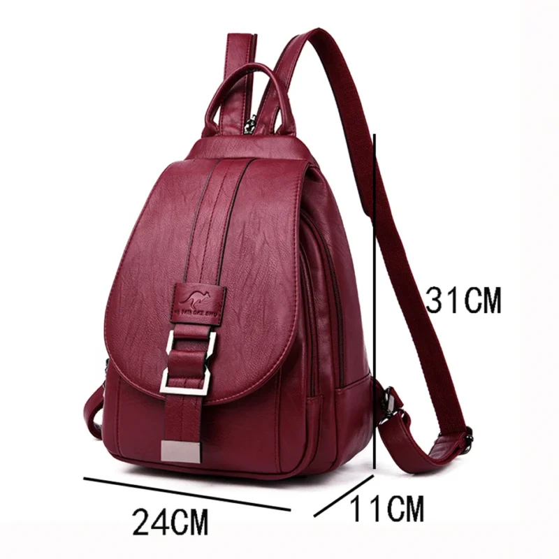 Premium Soft Leather Women's Backpack with Multiple Storage Compartments for School and Travel - Image 4