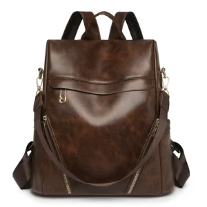 Stylish Color-Contrast PU Leather Women's Backpack with Large Capacity for Daily Use