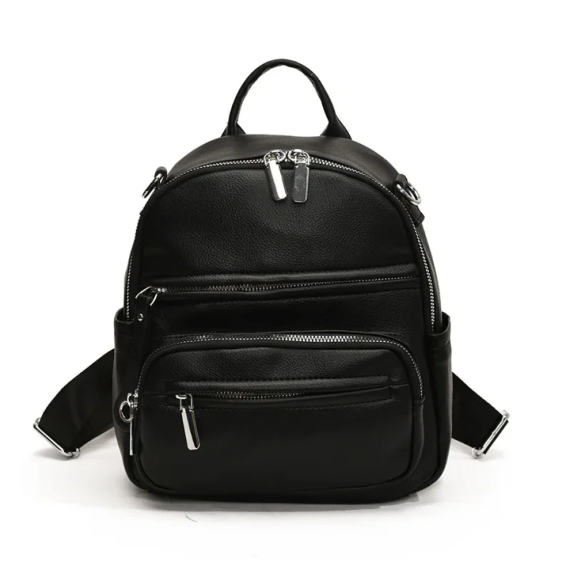 Soft Leather Women's Fashion Backpack with Multiple Compartments for Daily Travel - Image 6