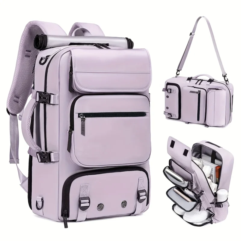 Multi-functional Nylon Travel Backpack with Convertible Handbag Design - Image 4