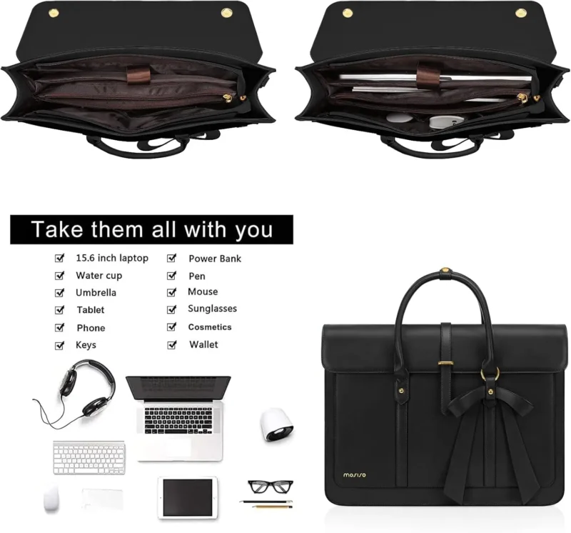 Premium PU Leather Laptop Backpack for Women 15-16 Inch Waterproof Computer Bag with Multiple Compartments - Image 2