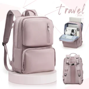 Durable Nylon Travel Backpack with 15.6 Inch Laptop Compartment for Women and Men
