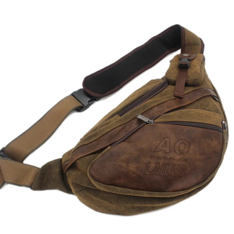 Canvas Crossbody Sling Backpack Men's Travel Messenger Chest Bag with Multiple Pockets - Image 5