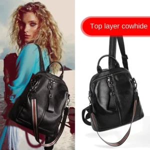 Premium Genuine Cowhide Leather Backpack Women's Daily Versatile Commuter Bag